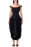 Magda Butrym Long Off-Shoulder Draped Dress