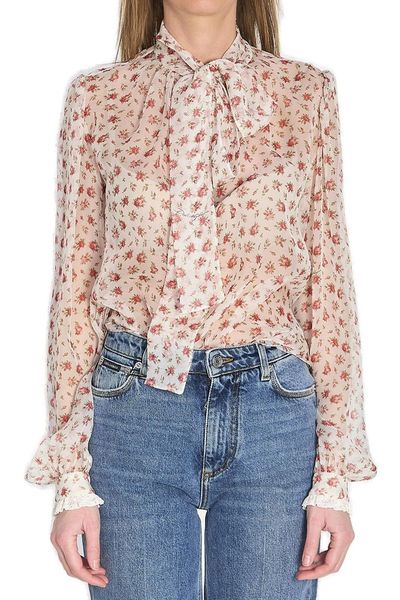 Dolce & Gabbana Small Rose-Print Chiffon Top
