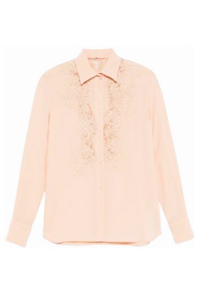 Ermanno Scervino Lace-Panel Curved Hem Shirt