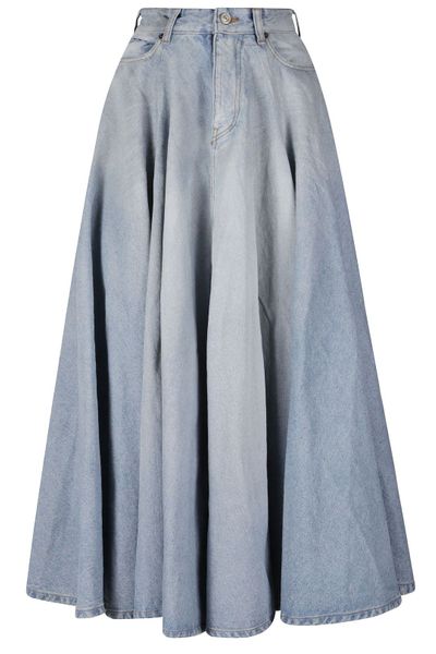 Balenciaga Godet Denim Maxi Skirt