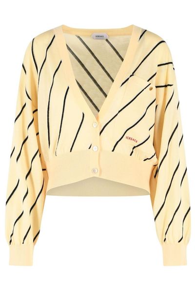 Versace Striped V-Neck Cardigan