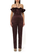 Elisabetta Franchi Maxi Ruffled Stretch Satin Jumpsuit