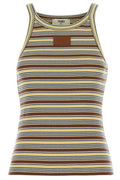 Fendi Striped Logo Patch Knitted Top