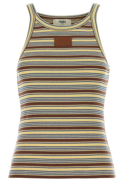 Fendi Striped Logo Patch Knitted Top