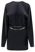Saint Laurent Chain-Link Open Back Crewneck Dress