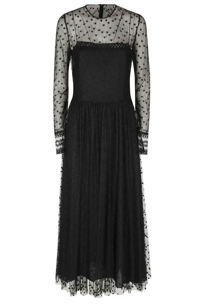 Alberta Ferretti Sheer Embroidered Tulle Dress