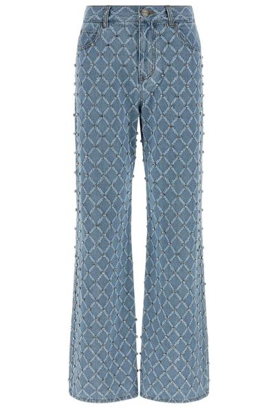 Pinko Studded Lattice Straight Leg Jeans