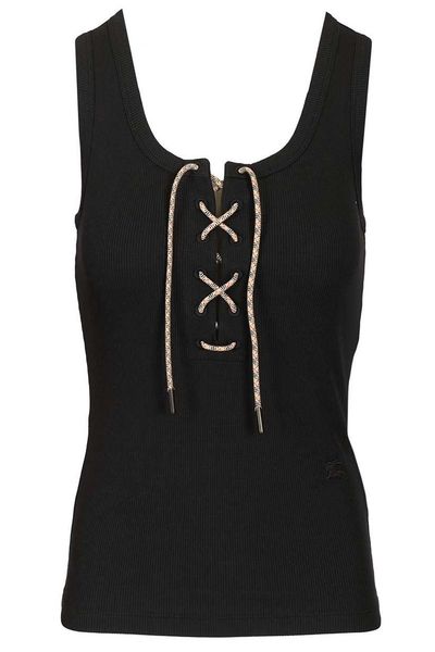 Burberry Cleo Lace-Up Ribbed Top