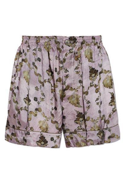 R13 Pleated Floral Print Shorts