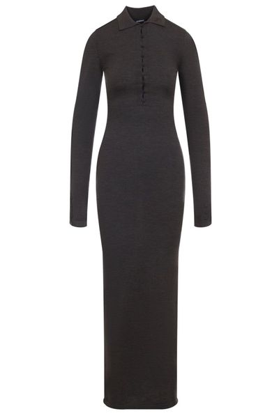 Jacquemus Collared Long-Sleeve Knit Dress