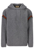 Gucci Web Striped Drawstring Knit Hoodie