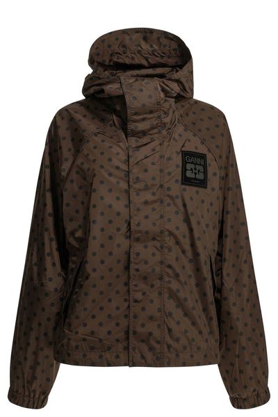 Ganni Polka Dot Hooded Jacket