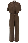 Brunello Cucinelli Short-Sleeved Belted Jumpsuit
