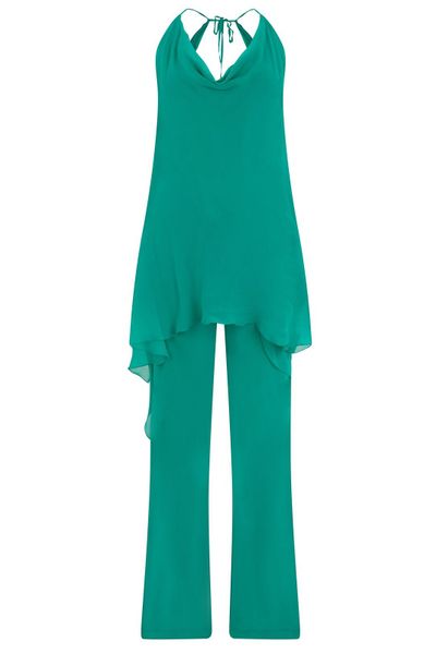 Alberta Ferretti Asymmetric Draped Jumpsuit
