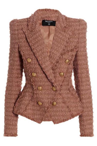 Balmain Tweed Double-Breasted Tailored Blazer