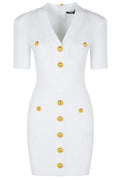 Balmain Button Embellished Knitted Dress