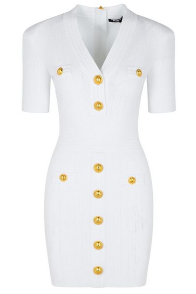 Balmain Button Embellished Knitted Dress