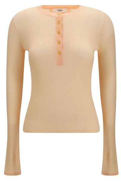 Chloé Ribbed Henley Knitted Sweater