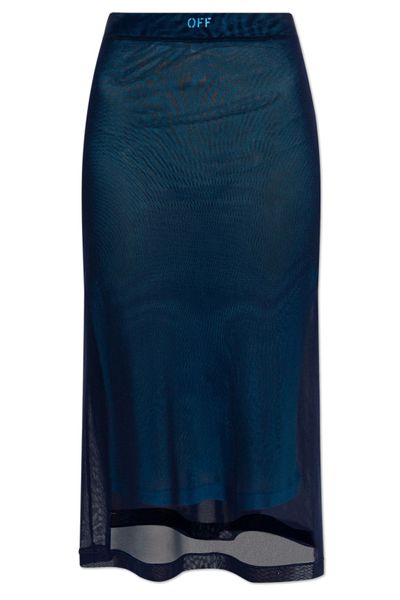 Off-White Straight Hem Mesh Midi Skirt