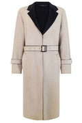Moorer Karen Belted Contrast-Collar Coat