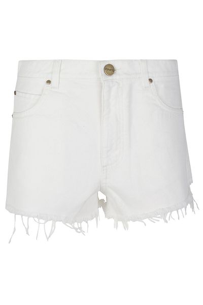 Pinko Logo Embellished Frayed Shorts