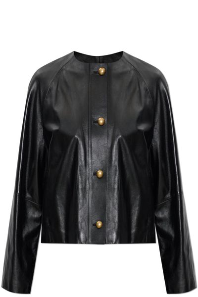 Max Mara Bouquet Buttoned Leather Jacket