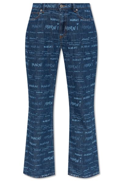 Marni All-Over Printed Flared Jeans