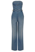 Elisabetta Franchi Bustier Denim Jumpsuit