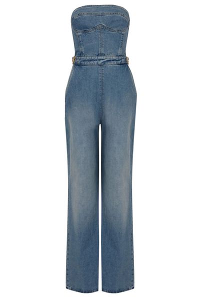 Elisabetta Franchi Bustier Denim Jumpsuit