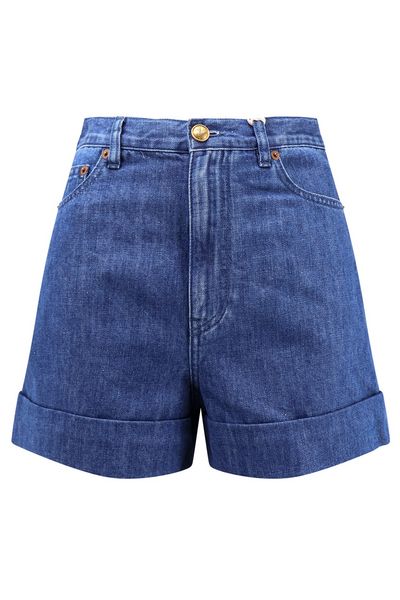 Valentino Logo Patch Denim Shorts