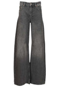 Marine Serre Moon Laser Grey Wash Denim High-Waist Flare Jeans