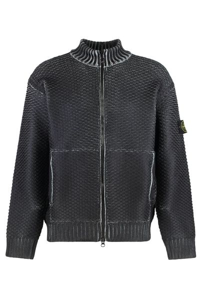 Stone Island Logo Patch Zip-Up Jumper
