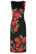 Dolce & Gabbana Rose-Printed Charmeuse Dress
