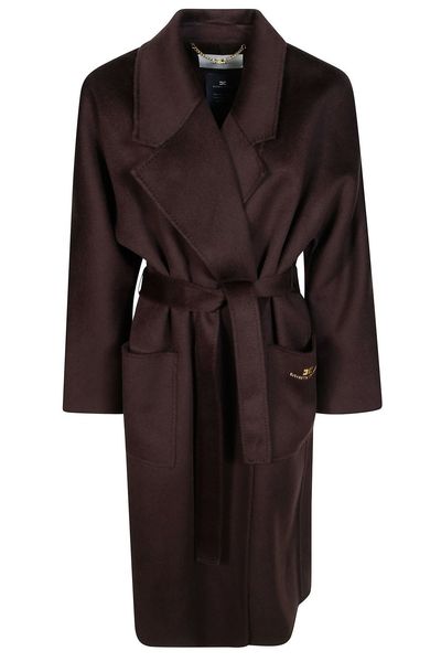 Elisabetta Franchi Double Cloth Belted Coat
