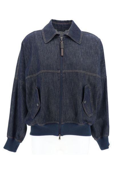 Brunello Cucinelli Zipped Denim Jacket