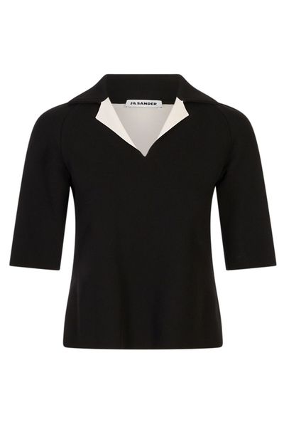 Jil Sander Raglan-Sleeve V-Neck Polo Shirt