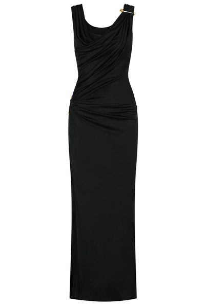 Versace Safety-Pin Detailed Ribbed Dress