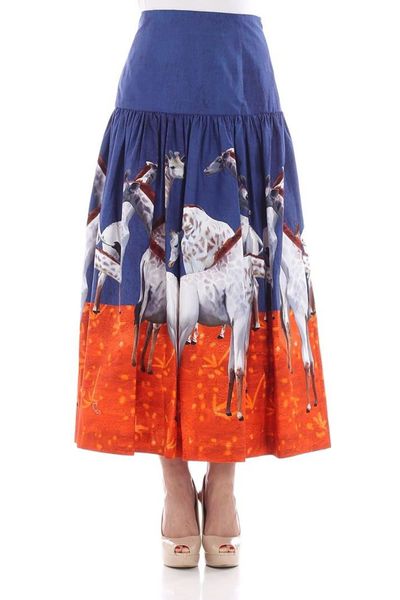 Stella Jean Animal Print Midi Skirt