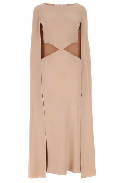 Valentino Cut-Out Pleated Cape Dress