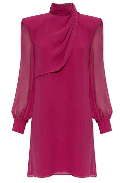 Valentino Draped High-Neck Dress