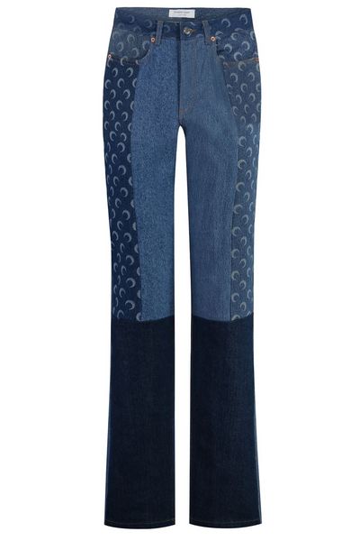 Marine Serre Regenerated Moon Panelled Straight-Leg Jeans