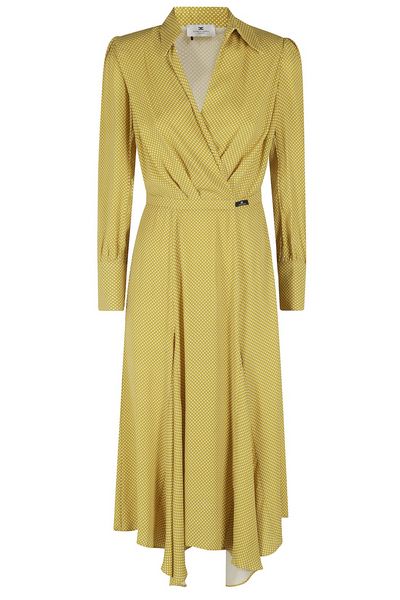 Elisabetta Franchi Polka Dot Printed V-Neck Dress