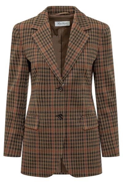Max Mara Single-Breasted Glen Plaid Jersey Blazer
