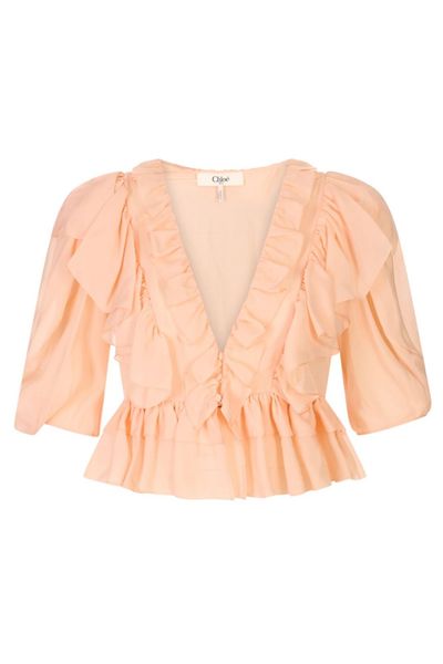 Chloé Ruffled V-Neck Blouse