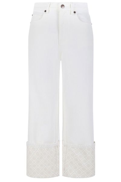 Tory Burch Turn-Up Wide-Leg Jeans