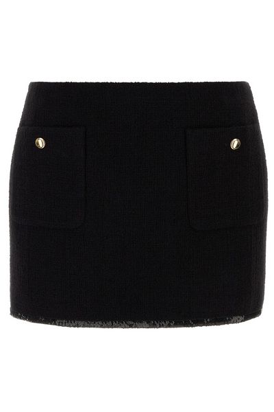 Miu Miu Logo-Patch Sequin-Trim Mini Skirt