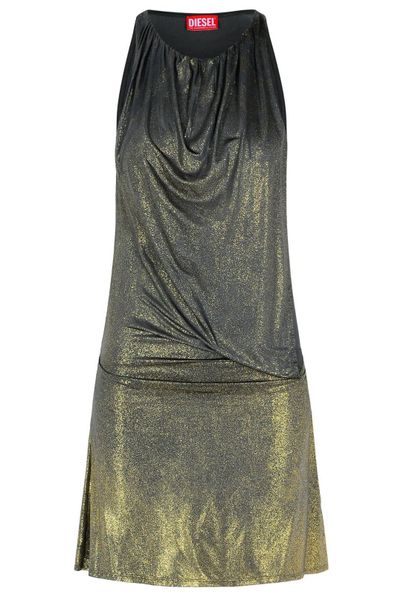 Diesel Draped Metallic-Effect Mini Dress