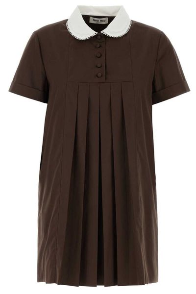 Miu Miu Pleated Poplin Dress