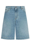 Dolce & Gabbana Logo Plaque Distressed Denim Shorts