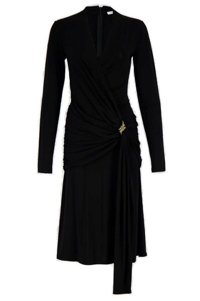 Ferragamo Gathered Waist Long Sleeved Dress